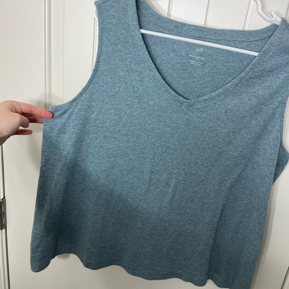 NWOT J. Jill women’s blue Pima‎ cotton rounded v-neck tank sleeveless top XL - Picture 3 of 6